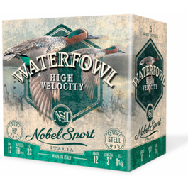 CAL.12 STEEL WATERFOWL HIGH VELOCITY 33g HUNTING CARTRIDGES NOBEL SPORT ITALIA