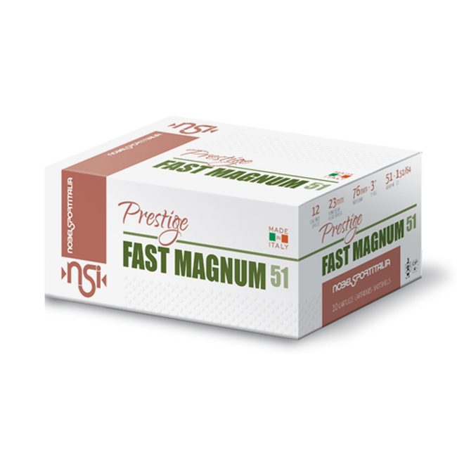CAL.12 FAST MAGNUM PRESTIGE 51g HUNTING CARTRIDGES NOBEL SPORT ITALIA