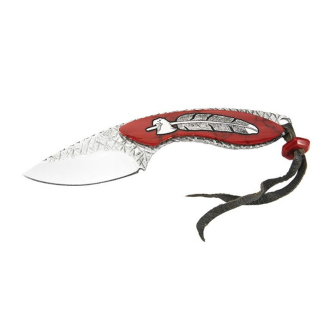 B196-YISLE MINI ALPHA HUNTER YEL/SE EAGLE FEATHER KNIFE