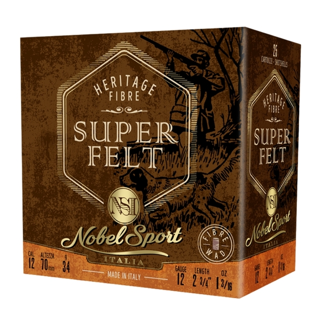 CAL.12 SUPER FELT 34g HUNTING CARTRIDGES NOBEL SPORT ITALIA