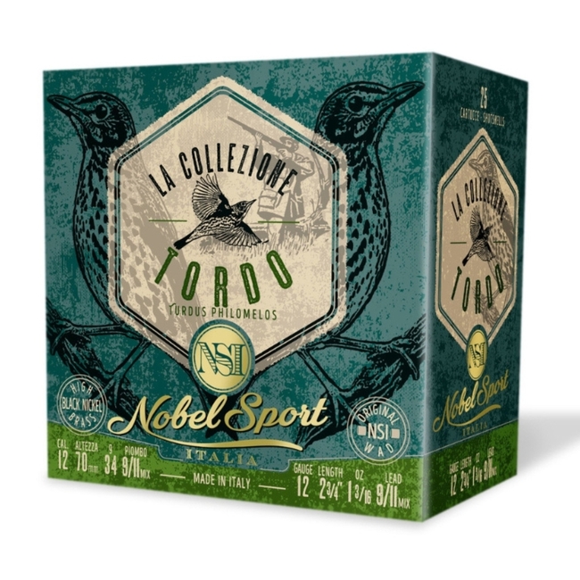 CAL.12 TORDO 34g HUNTING CARTRIDGES NOBEL SPORT ITALIA