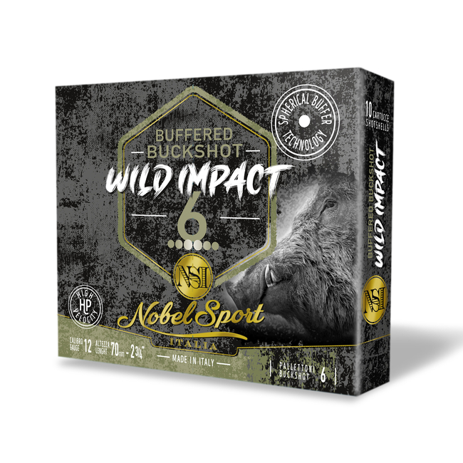 CAL.12 BUFFERED BUCKSHOT 6P HP 27g HUNTING CARTRIDGES NOBEL SPORT ITALIA