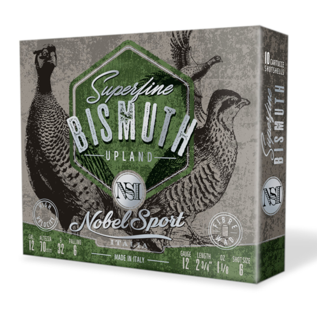 CAL.12 UPLAND SUPERFINE BISMUTH 32g HUNTING CARTRIDGES NOBEL SPORT ITALIA